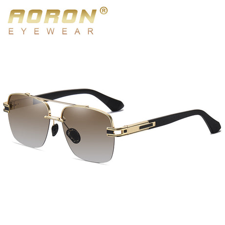 Men's Polarized Two-color Metal Square Sunglasses