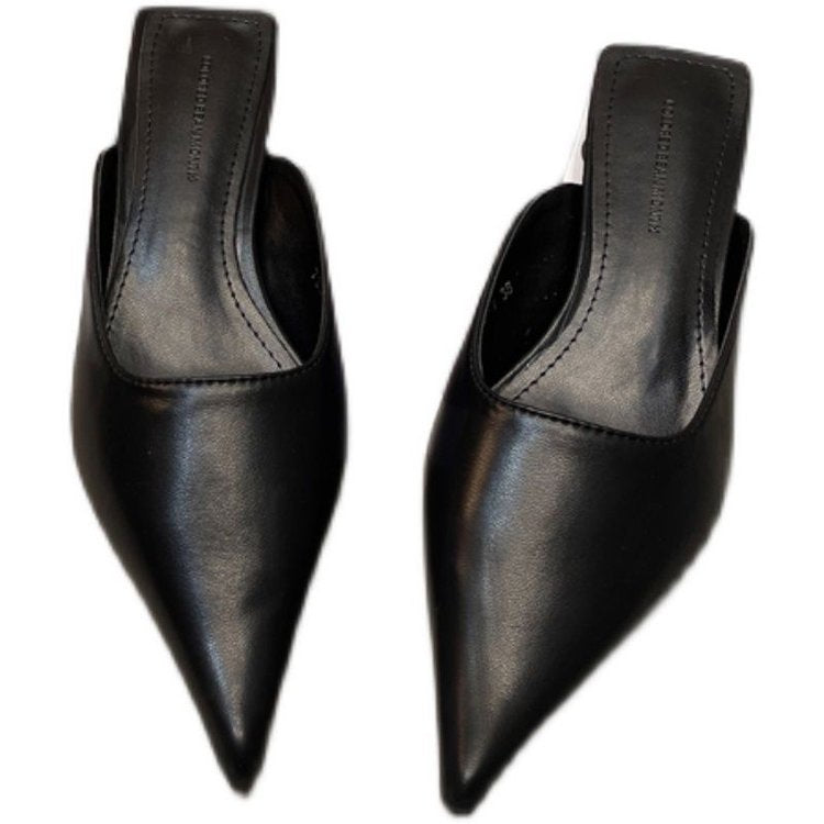 Women's Thin Heel Casual Muller Half Slippers