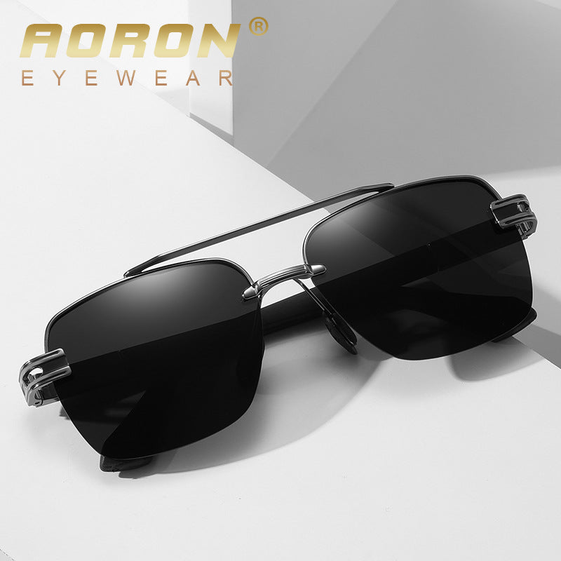Men's Polarized Two-color Metal Square Sunglasses
