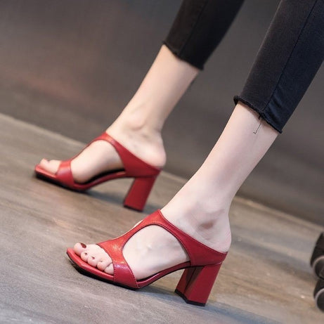 Women's Square Head Open Toe Cool Slippers