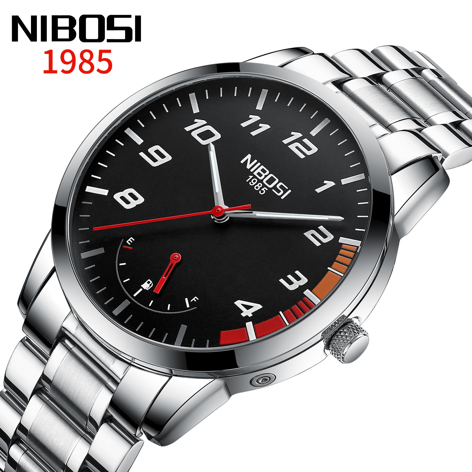 Men's Solid Steel Belt Double Snap Watch