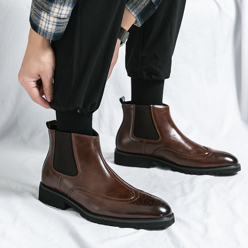 Men's Fashion Polished High-Top Chelsea Boots