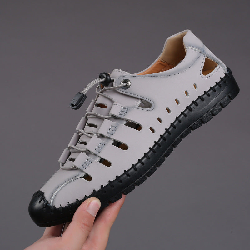 Men's Leather Breathable Hollow Casual Sandals