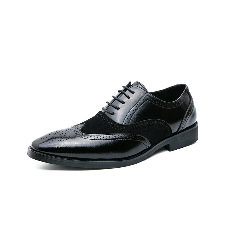 Men's Leather British Style Brock Carved Shoes