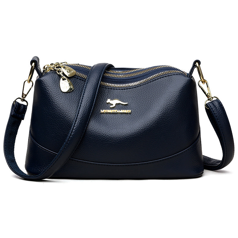 Women's Versatile Three-Layer Soft Leather Bag