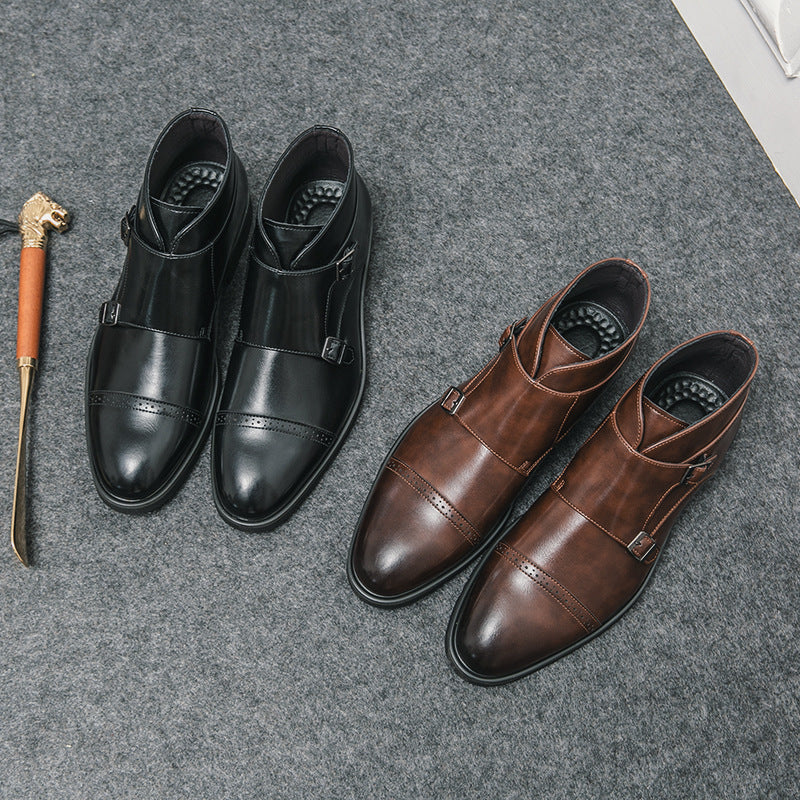 Men's High-top Pointed Leather Shoes