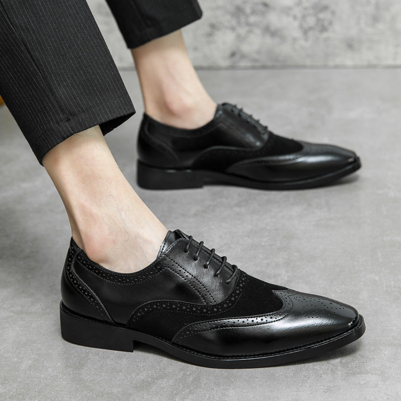 Men's Leather British Style Brock Carved Shoes