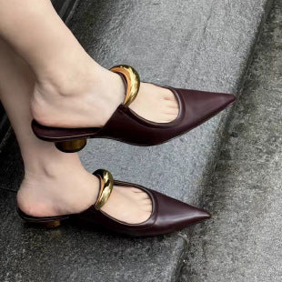 Women's Simple Pointed Müller Slippers