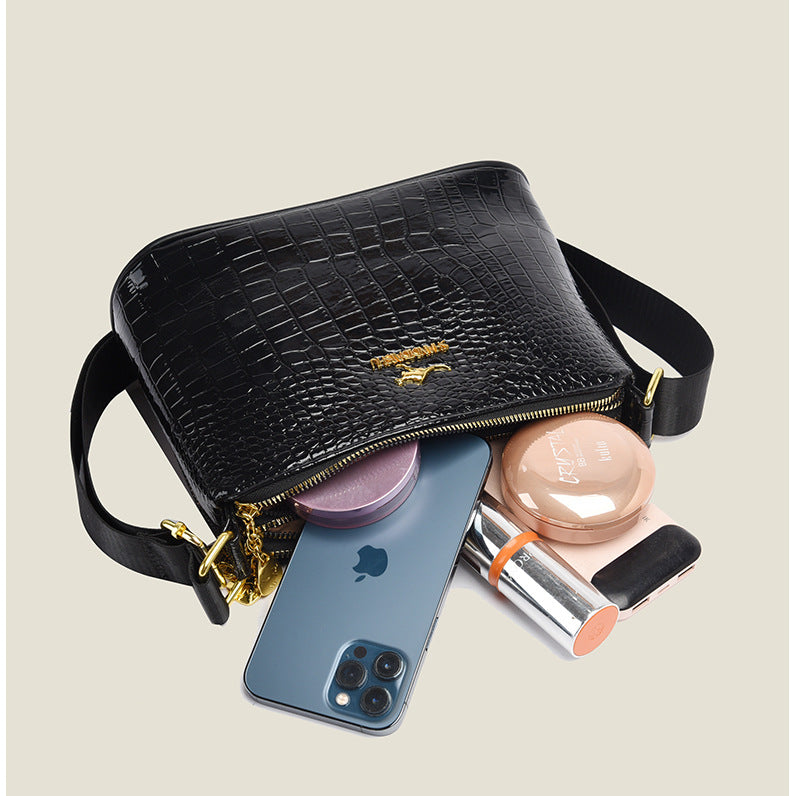 Women's Leather Crocodile Texture Crossbody Bag
