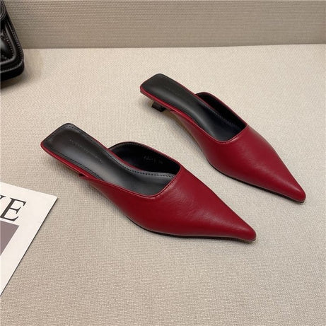 Women's Thin Heel Casual Muller Half Slippers