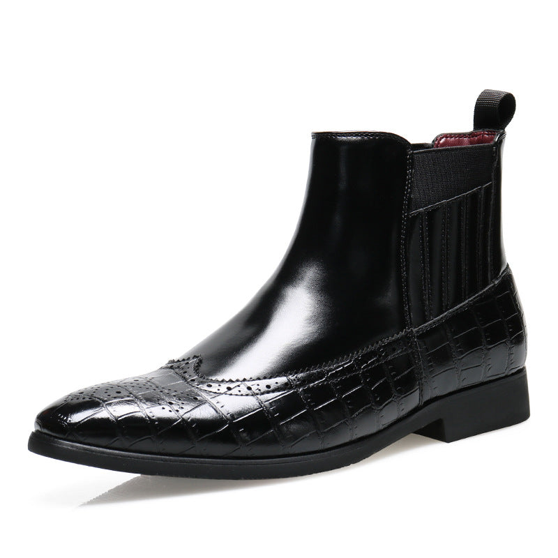 Men's Leather Large Size Pointed Martin Boots