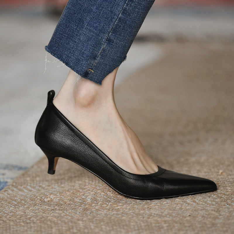 Women's Pointed Middle Heels Trendy Shoes