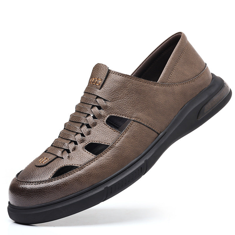 Men's Cowhide Hollow Breathable Casual Sandals