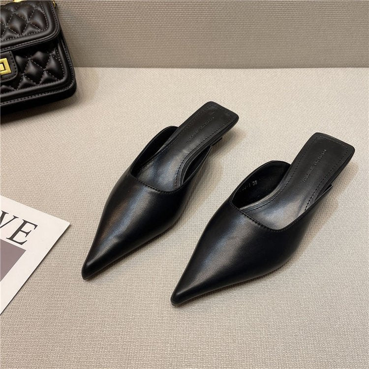 Women's Thin Heel Casual Muller Half Slippers