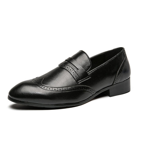 Men's Leather Retro Carved Pointed Casual Shoes