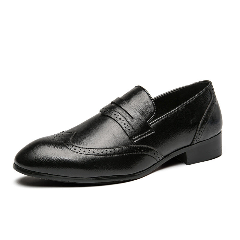 Men's Leather Retro Carved Pointed Casual Shoes