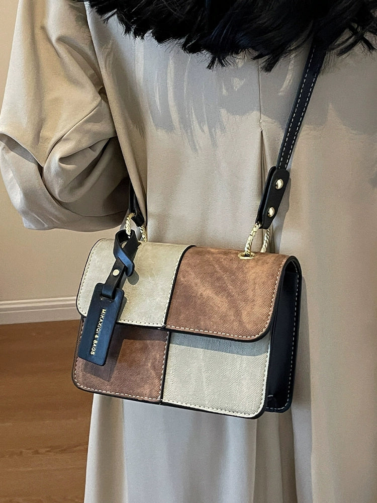 Women's Retro Contrasting Classic Handbag