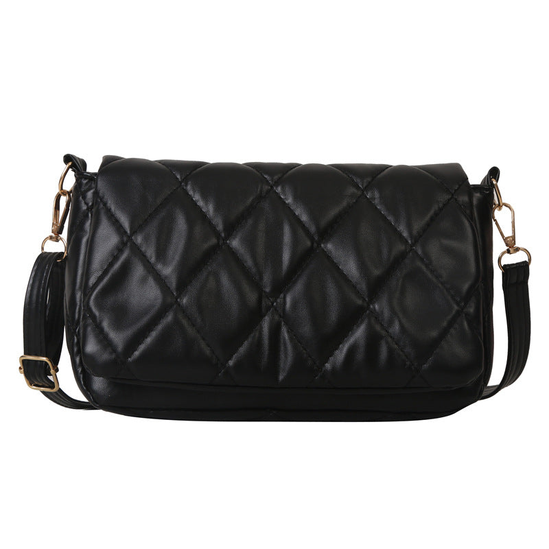 Women's Textured Rhombus Leather Casual Bag