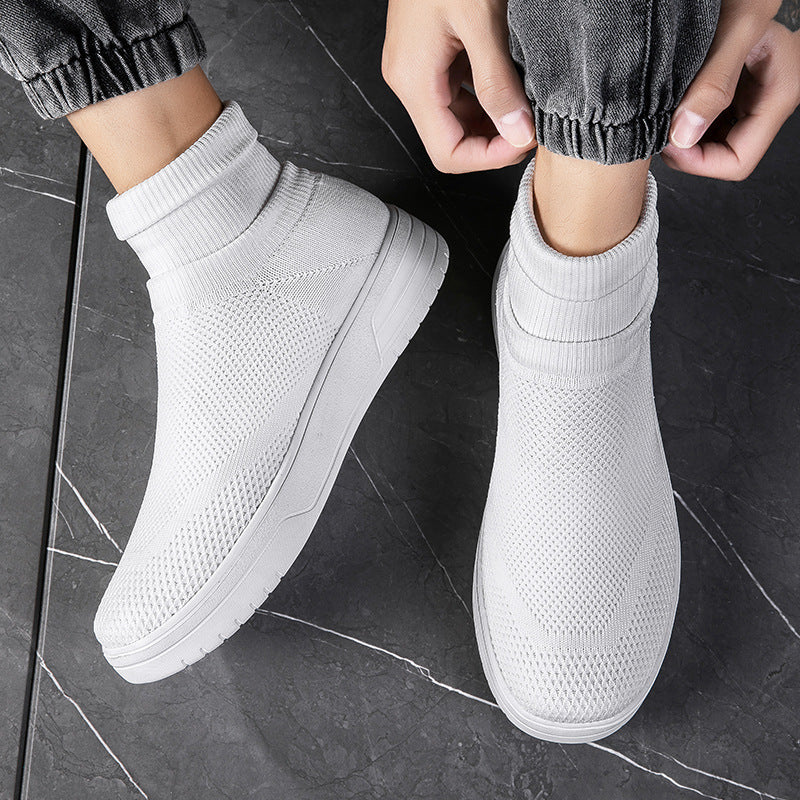 Men's Breathable Mesh High-Top Thick-Soled Shoes