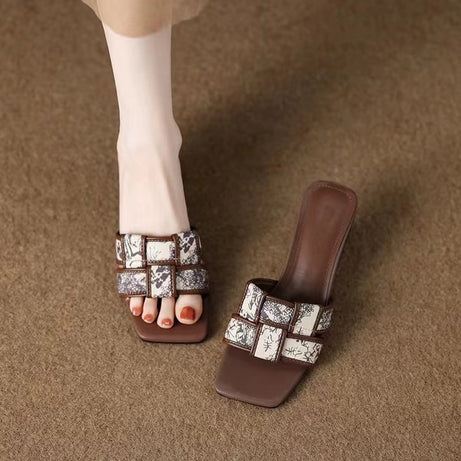 Women's Chunky Heel Slip-On Fashion Slippers (In Stock)