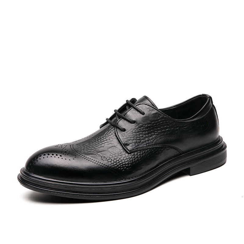 Men's Pointed Leather Brock Engraving Shoes