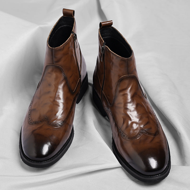 Men's Leather Chelsea Boots British style Shoes