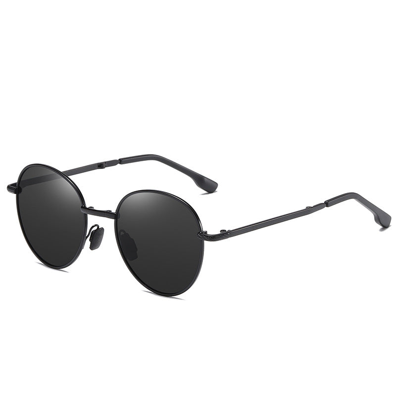 Men's Folding Polarized Round Frame Colorful Sunglasses
