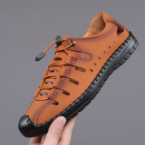Men's Leather Breathable Hollow Casual Sandals