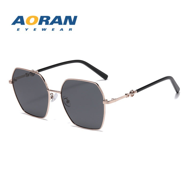 Women's Large Frame Polarized Metal Retro Protection Sunglasses