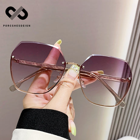 Women's Polygonal Round Face Thin UV Protection Sunglasses