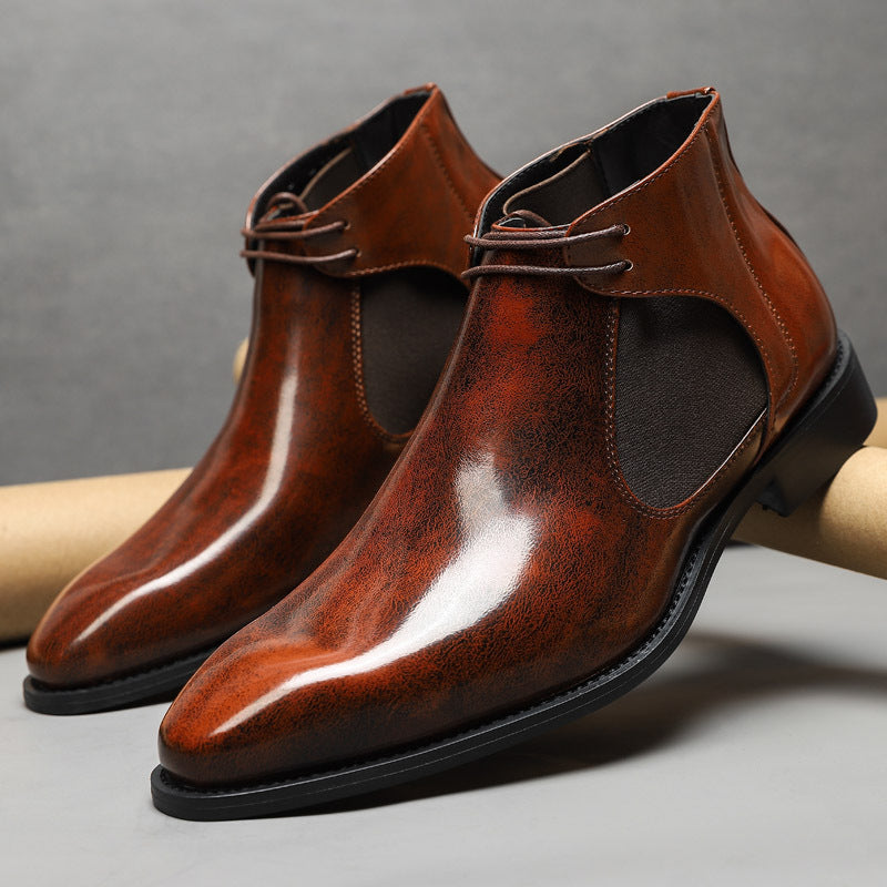 Men's Chelsea Boots High Top Sleeve Leather Shoes