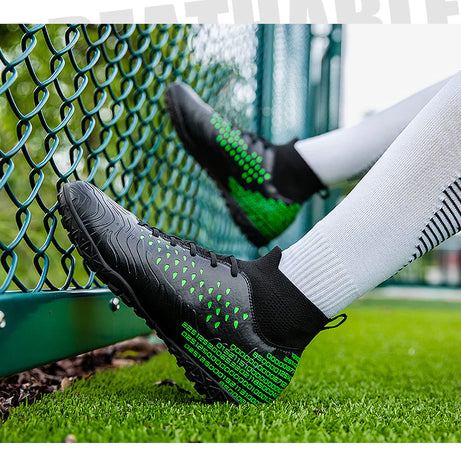 Men's  Synthetic Leather High-Top Football Turf Sports Shoes (In Stock)