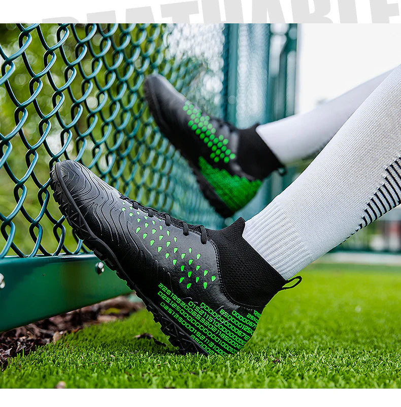 Men's Synthetic Leather High-Top Football Turf Sports Shoes
