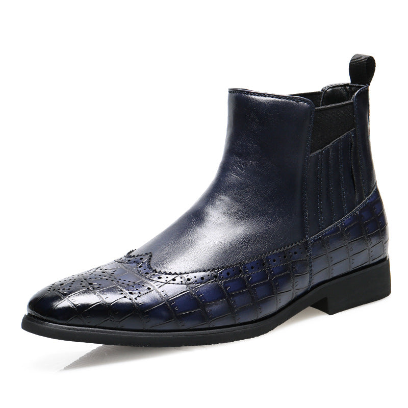 Men's Leather Large Size Pointed Martin Boots