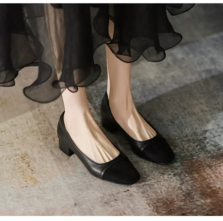 Women's Low Heel Mixed Color Office Shoes