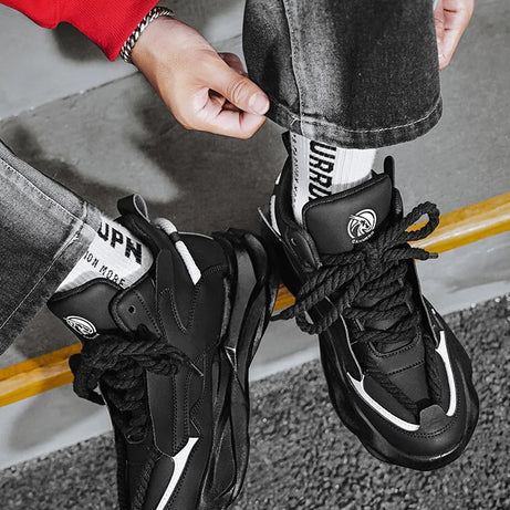 Men's Leather High-Top Chunky Casual Sneakers (In Stock)