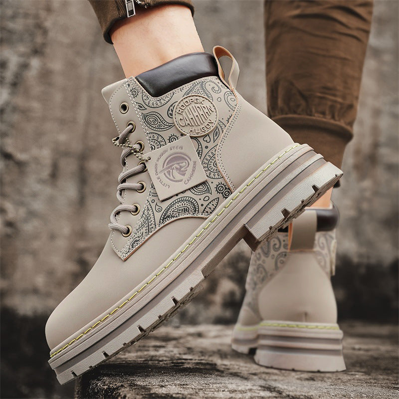 Men's Three-color High-top Martin Boots