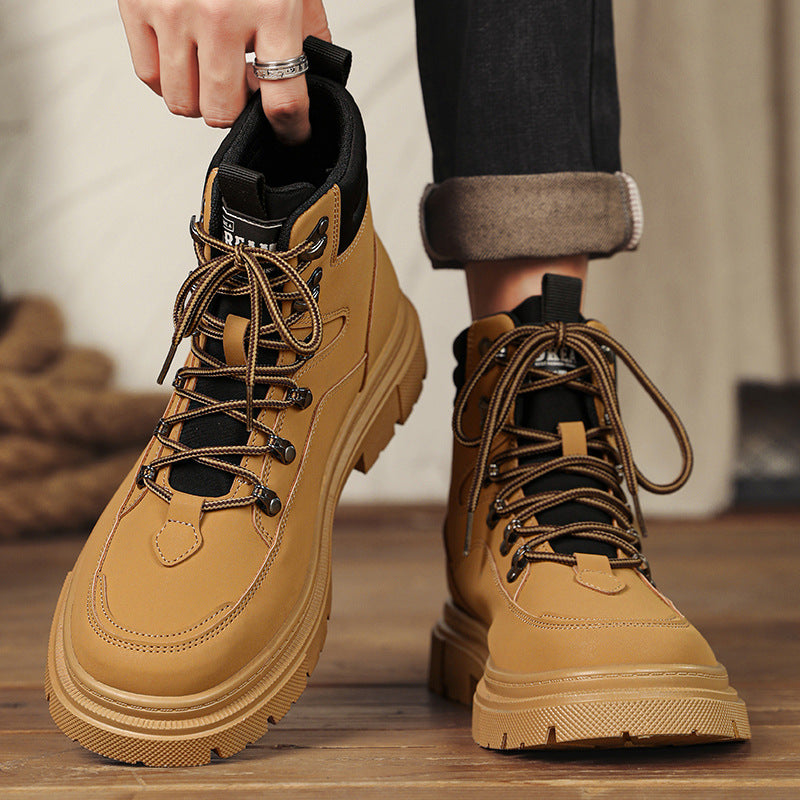 Men's High-top Thick-soled Solid Color Martin Boots