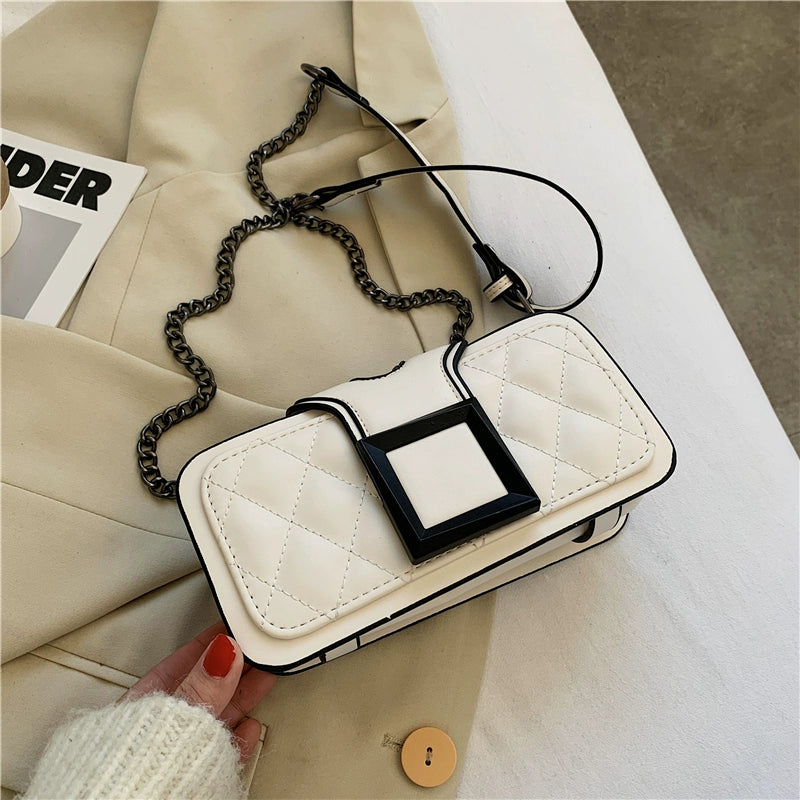 Women's Leather Trendy Rhombus Crossbody Bag