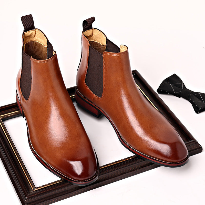 Men's British Style High-Top Leather Chelsea Boots