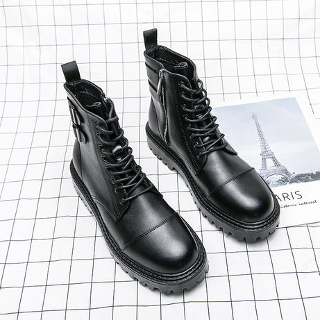 Men's Leather Martin Boots Fashion High Top Boots