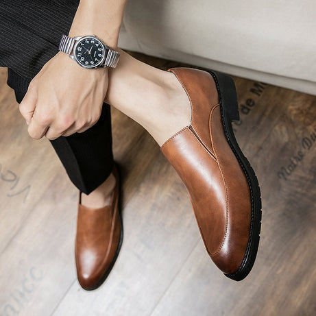 Men's Leather British Style Low-Top Loafers Shoes
