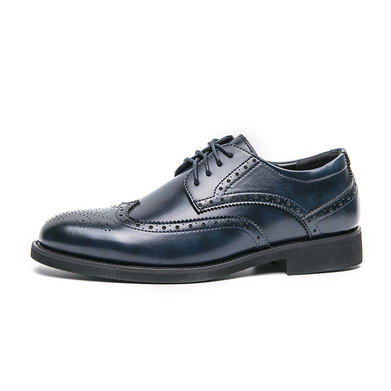 Men's Carved Pointed Thick Sole Wedding Shoes