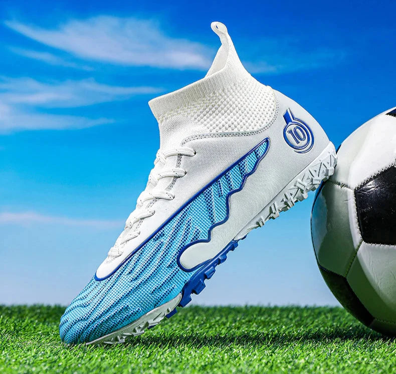 Men's Fly Knitting High-Top Fooball Turf Sports Shoes