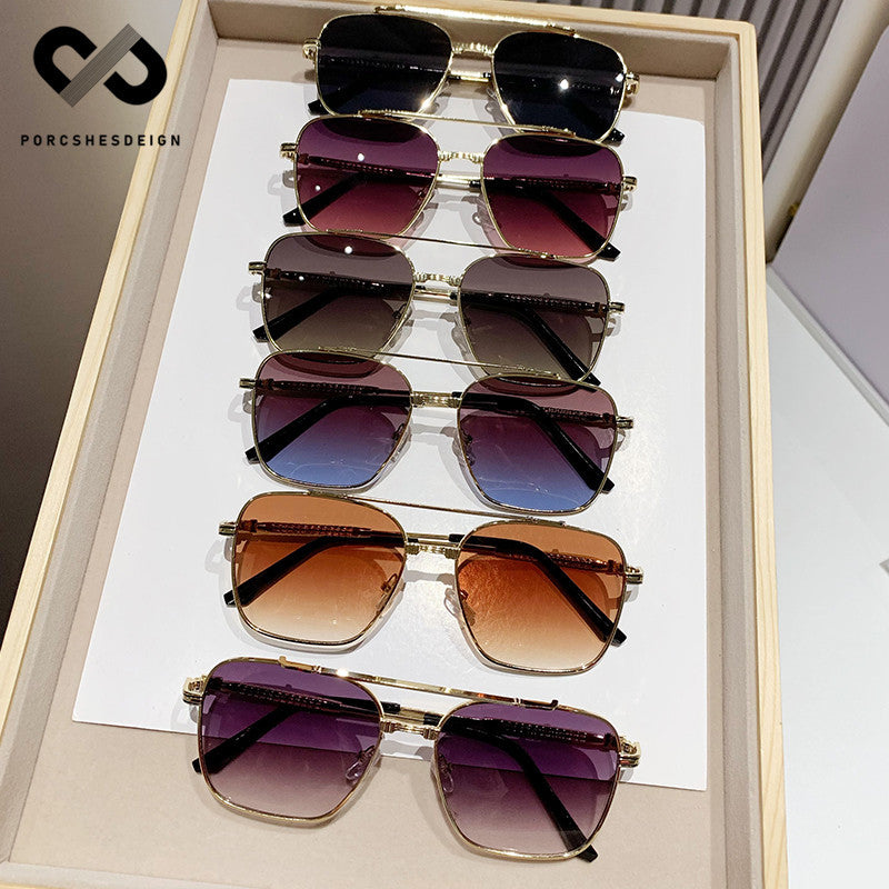 Women's Metal Square Large-frame UV-proof Sunglasses