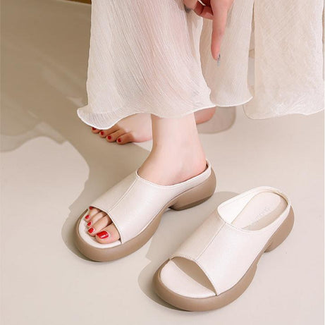 Women's Leather Versatile Fashion Slide Sandals (In Stock)