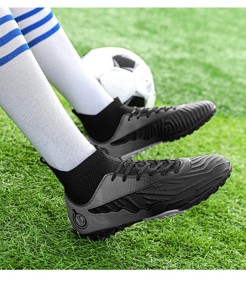 Men's Fly Knitting High-Top Fooball Turf Sports Shoes