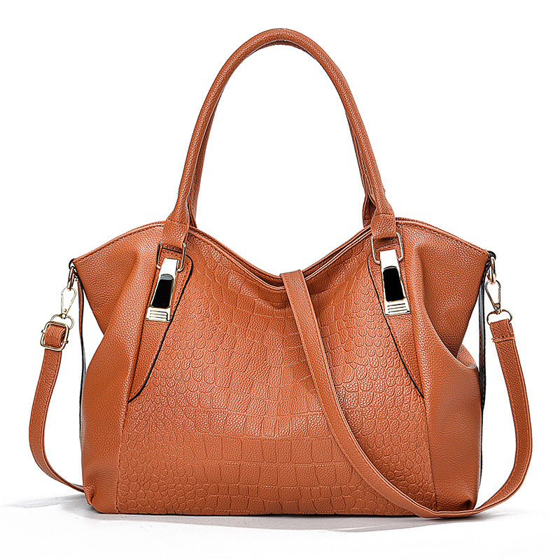 Women's Crocodile Pattern Handbag Soft Leather Big
