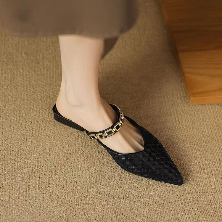 Women's Retro Pointed Half Slippers (In Stock)
