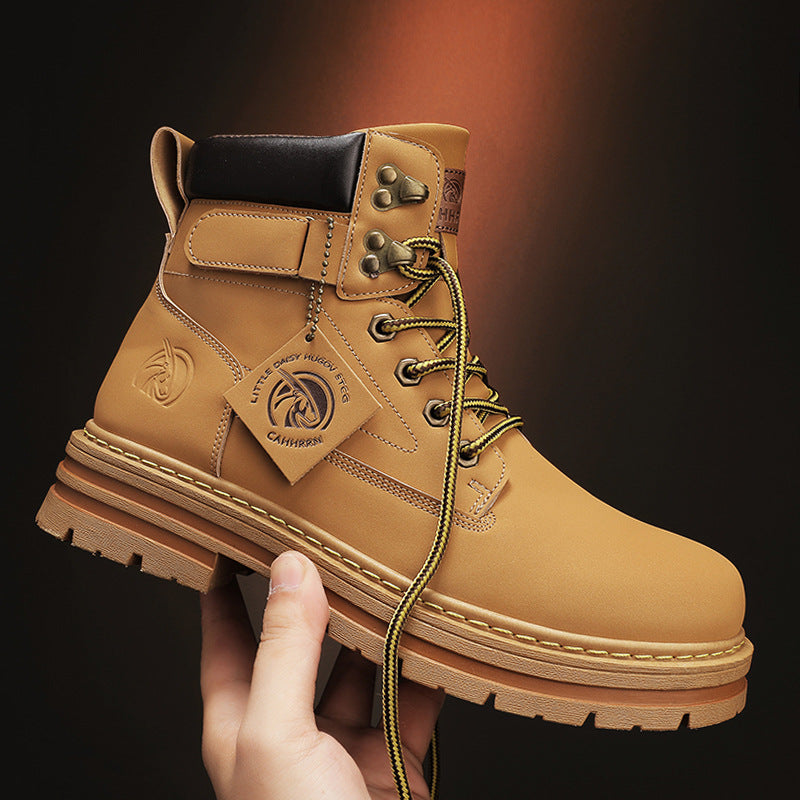 Men's Small Yellow Trendy Fashion Martin Boots